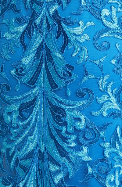 Shop Tadashi Shoji Corded Lace Gown In Ocean Blue