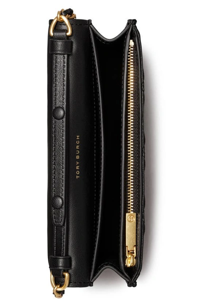 Tory Burch Fleming Soft Leather Wallet On A Chain In Black