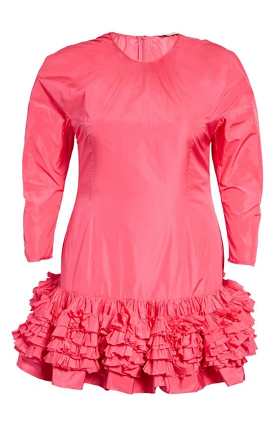 Shop Molly Goddard Caerys Long Sleeve Ruffle Drop Hem Taffeta Dress In Pink