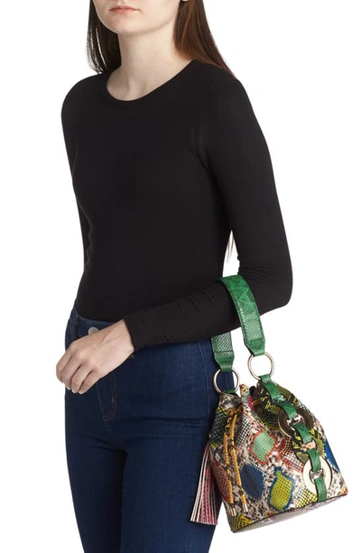 Shop Aldo Gisa Snake Print Faux Leather Bucket Bag In Bright Multi