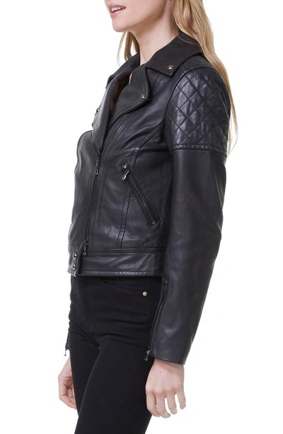 Shop Robert Graham Monroe Quilted Detail Leather Moto Jacket In Black