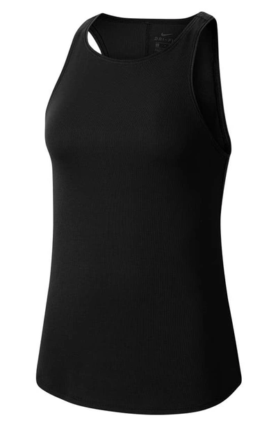 Shop Nike Yoga Luxe Dri-fit Tank In Black/ Dark Smoke Grey