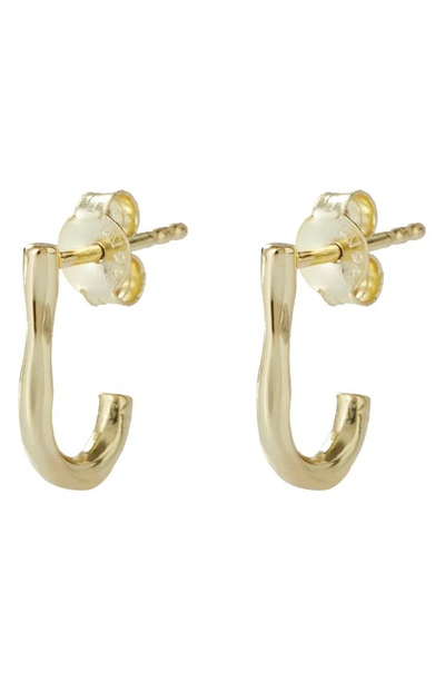 Argento Vivo Hammered J Hoop Earrings In Gold