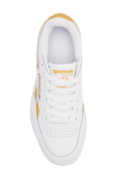 Shop Reebok Club C Double Platform Sneaker In White/ochre/ Gum-06