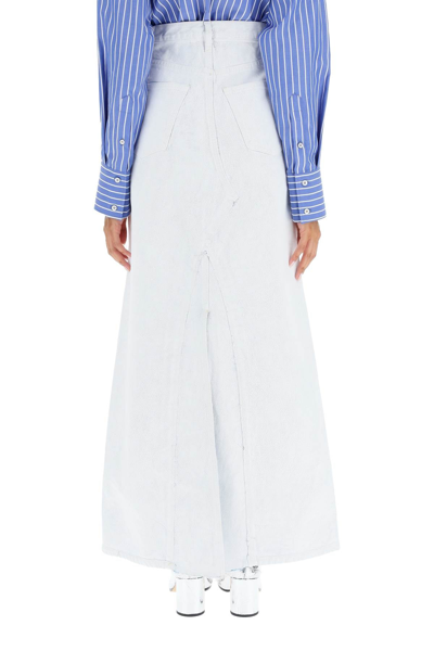 Shop Maison Margiela Paint Effect Denim Maxi Skirt In White