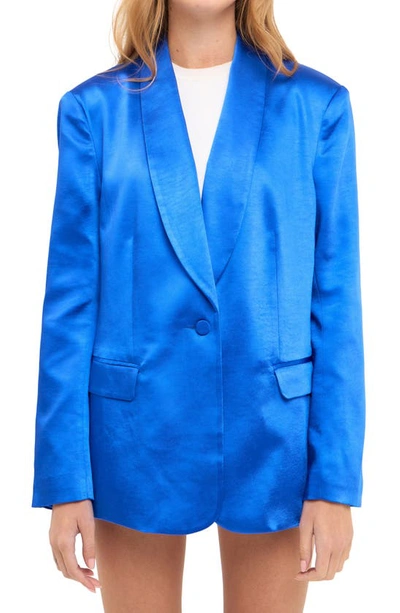 Endless Rose The Satin Blazer In Blue