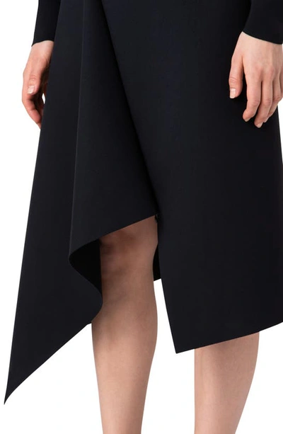 Shop Akris Long Sleeve Asymmetric Techno Scuba Knit Dress In Black