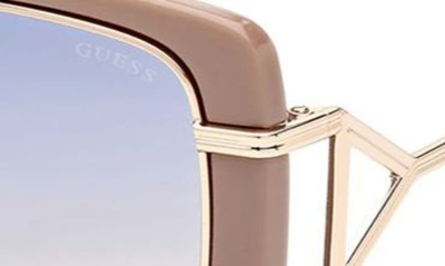 Shop Guess 57mm Gradient Lens Square Sunglasses In Shiny Beige / Gradient Blue