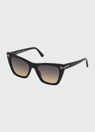 Shop Tom Ford Poppy Acetate Cat-eye Sunglasses In Black