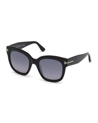 Shop Tom Ford Beatrix Square Acetate Sunglasses In Black Pattern