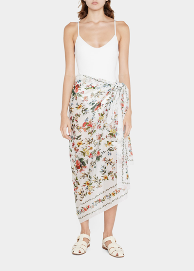 Shop Erdem Floral Long Coverup Pareo In White