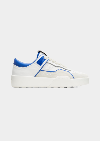 Shop Moncler Men's Promyx Space Leather Low-top Sneakers In White