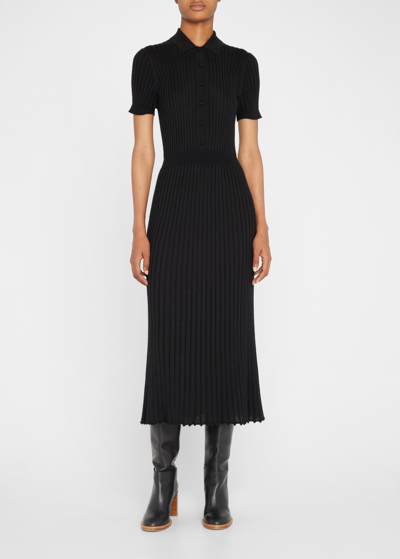 Shop Gabriela Hearst Amor Polo Rib Cashmere Midi Dress In Black