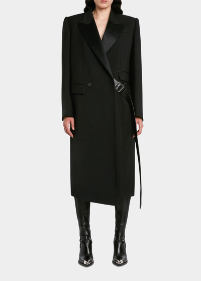 Shop Alexander Mcqueen Drop Hem Tuxedo Coat In Black