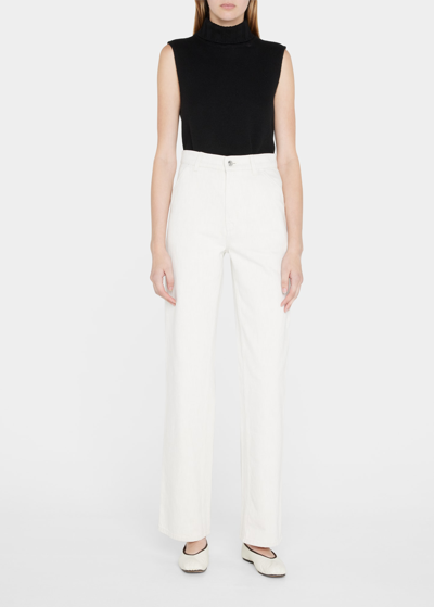 Shop Loro Piana Releigh White Denim Pants In Marzipan White