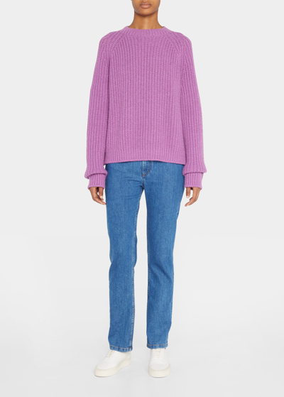 Shop Loro Piana Girocollo Davenport Cashmere Sweater In Purple Daisy