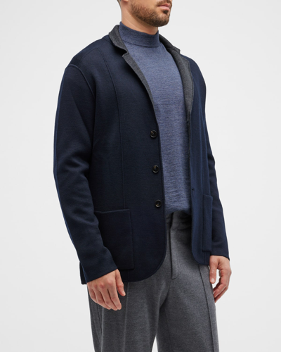 Shop Baldassari Men's Reversible Sweater Jacket In Navy
