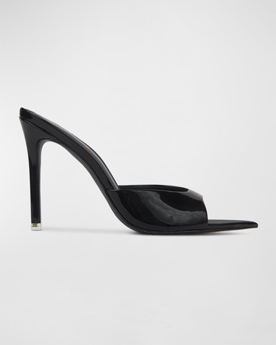 Shop Black Suede Studio Brea Patent Mule Sandals In Black Patent Leat