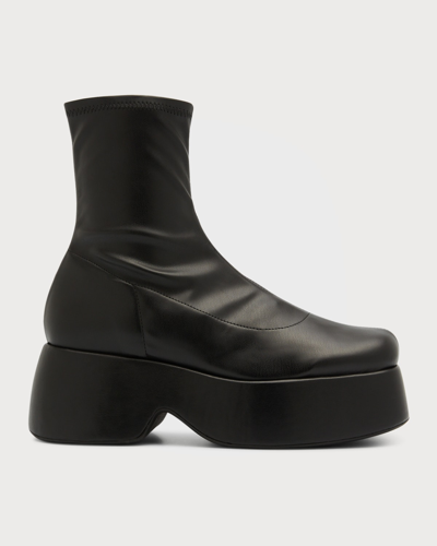 Shop Simon Miller Hustler Leather Platform Ankle Boots In Black