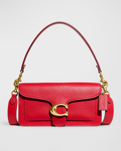 Shop Coach Pebbled Polished Shoulder Bag In Bold Red