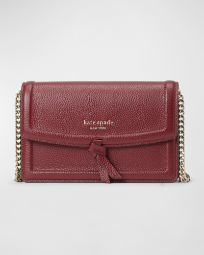 Shop Kate Spade Knott Flap Leather Crossbody Bag In Autumnal Red