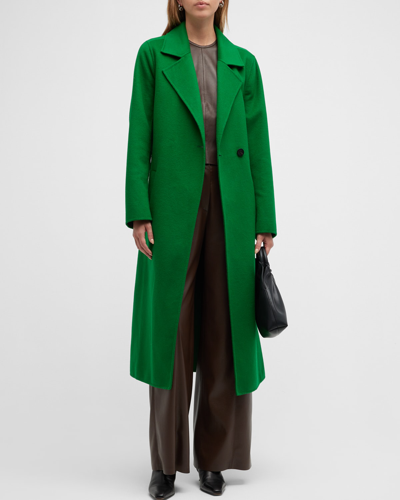 Shop Lamarque Vanessa Self-tie Long Wool Coat In Vibrant Green