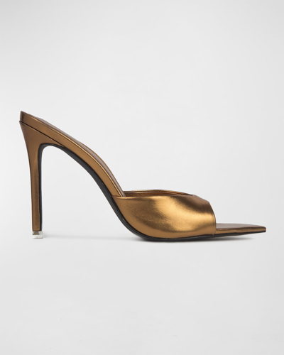 Shop Black Suede Studio Brea Patent Mule Sandals In Bronze Metallic L