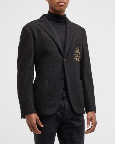 Shop Dolce & Gabbana Men's Dg Crest Sport Coat In Black