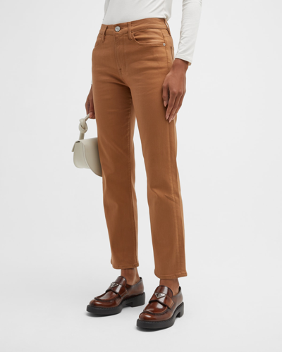 Shop Frame Le High Straight Cropped Straight Leather Pants In Latte