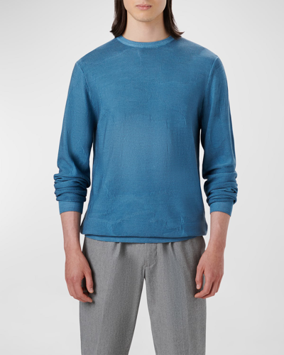 Shop Bugatchi Men's Jacquard Knit Crewneck Sweater In Cobalt