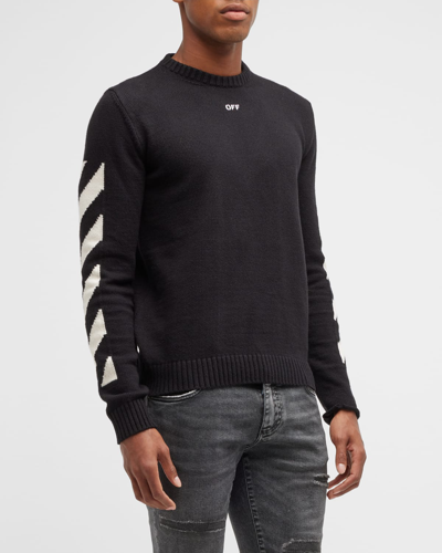 Shop Off-white Men's Diagonal Arrow Crew Sweater In Black/white