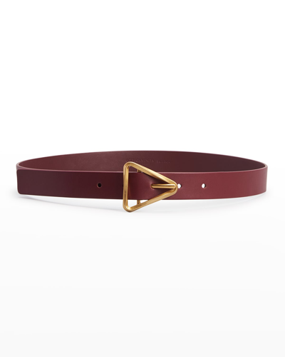 Shop Bottega Veneta Twisted Triangle Napa Buckle Belt In Barolo Gold