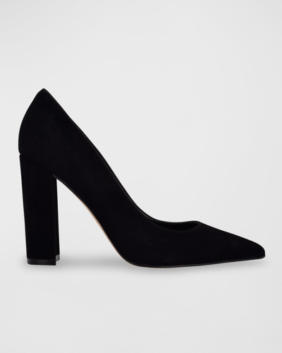 Shop Marc Fisher Ltd Abilene Leather Block-heel Pumps In Black