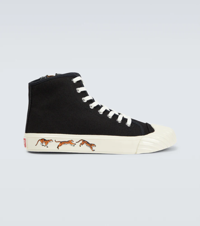 Shop Kenzo School Canvas High-top Sneakers In Black