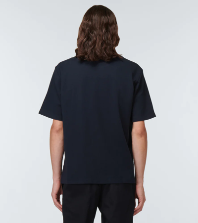 Shop Thom Browne Striped Cotton Jersey T-shirt In Navy