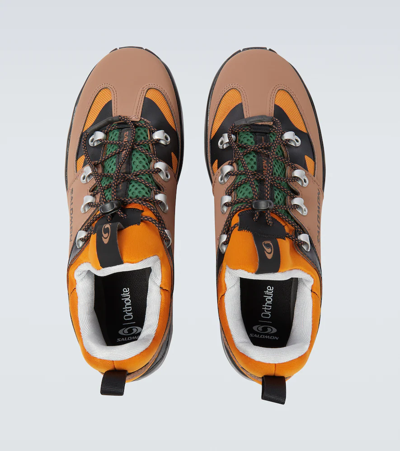 Shop Salomon Raid Wind 75th Paneled Sneakers In Golden Oak/acorn/black