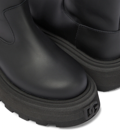Shop Dolce & Gabbana Leather Platform Boots In Nero