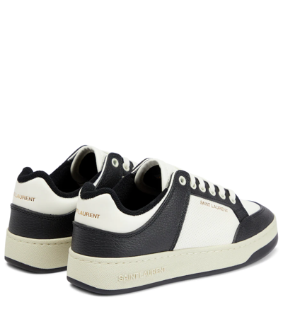 Shop Saint Laurent Sl/61 Leather Sneakers In Coffee White/nero/co