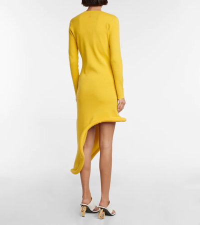 Shop Jw Anderson Asymmetric Midi Dress In Yellow
