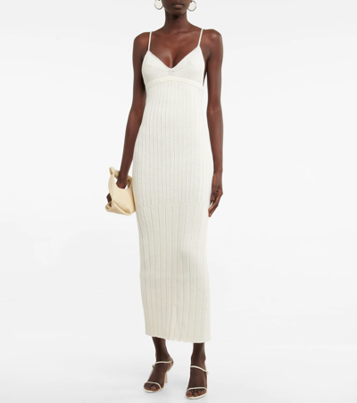 Shop Khaite Olympia Cotton-blend Maxi Dress In Ivory