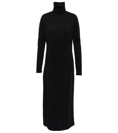 Shop Saint Laurent Turtleneck Cashmere Sweater Dress In Noir