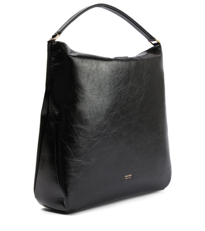 Shop Tom Ford Tf Medium Leather Shoulder Bag In Black
