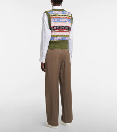 Shop Ganni Wool-blend Sweater Vest In Multicoloured