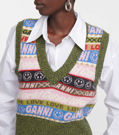 Shop Ganni Wool-blend Sweater Vest In Multicoloured