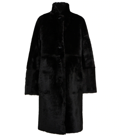Shop Joseph Britanny Reversible Leather And Shearling Coat In Black
