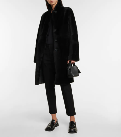 Shop Joseph Britanny Reversible Leather And Shearling Coat In Black