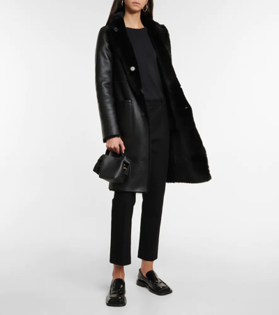 Shop Joseph Britanny Reversible Leather And Shearling Coat In Black