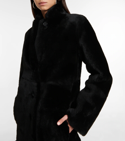 Shop Joseph Britanny Reversible Leather And Shearling Coat In Black