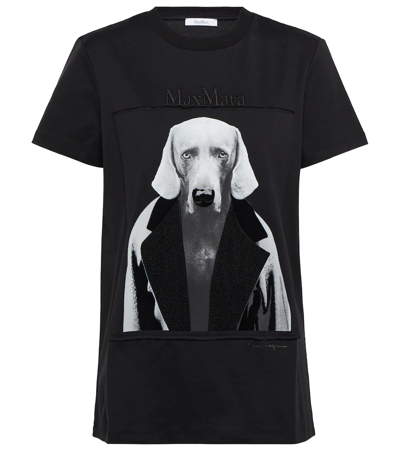Shop Max Mara Dogstar Cotton Jersey T-shirt In Fondo Nero