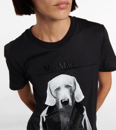 Shop Max Mara Dogstar Cotton Jersey T-shirt In Fondo Nero